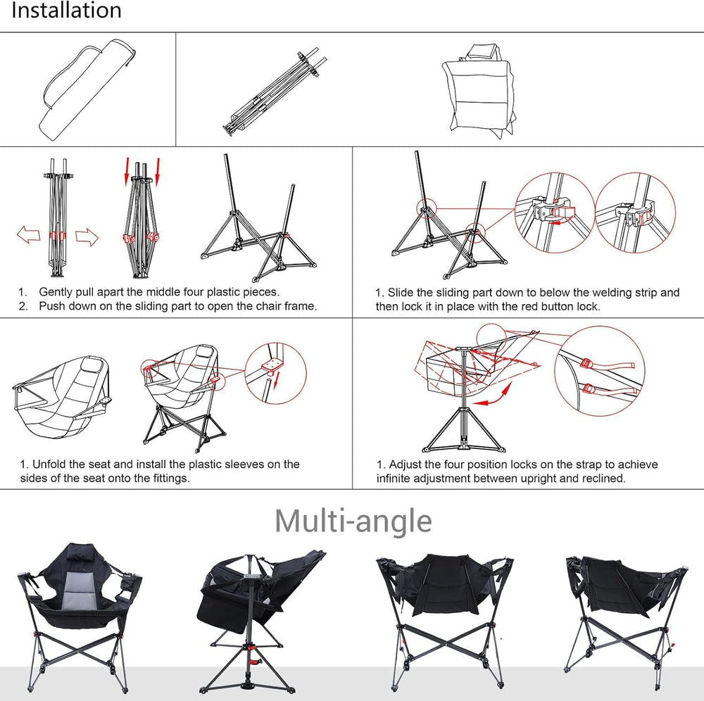 Camping Hammock Chair with Stand, Rocking Swing Chair (2 Pack)