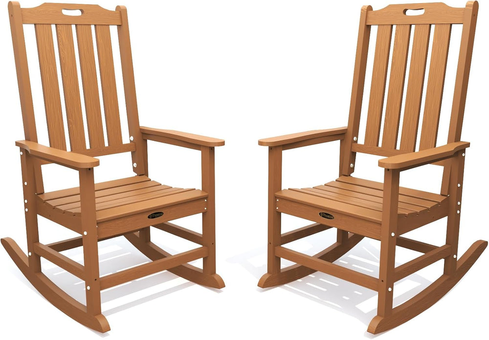 THOEOE Outdoor Rocking Chairs Set of 2, Oversized HDPE Patio Rockers