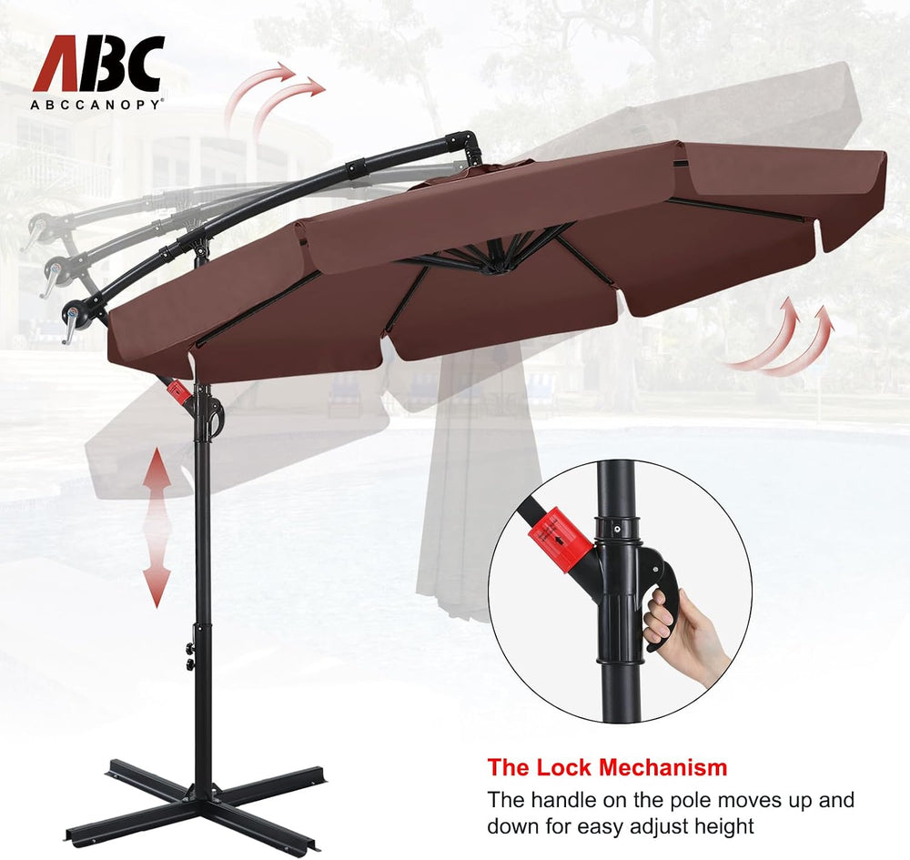 ABCCANOPY 9FT Scalloped Cantilever Patio Umbrella, Brown