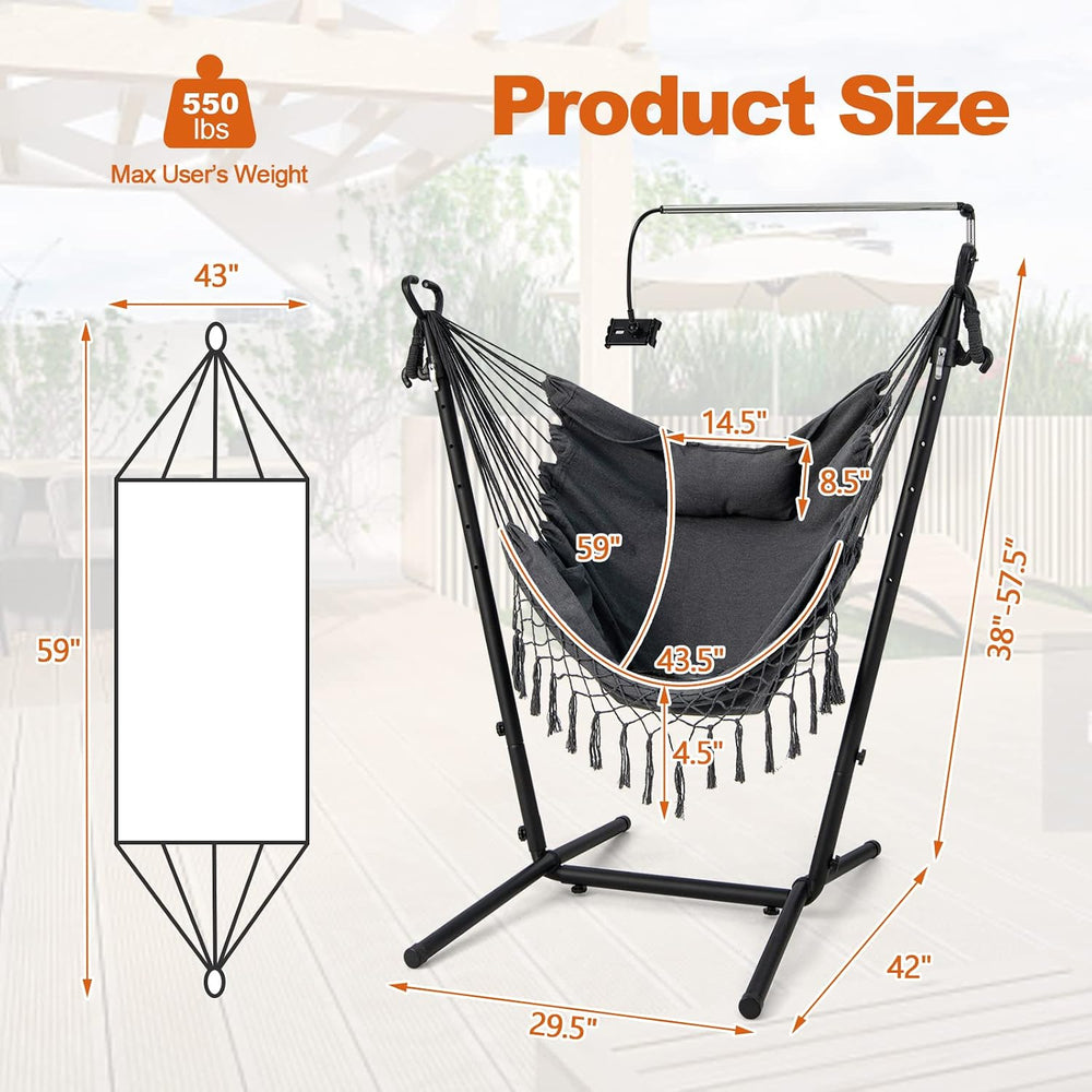 Giantex Hanging Swing with Stand - Hammock Chair with Phone Holder, Pillow, S...
