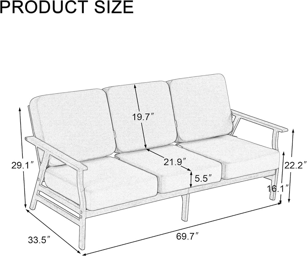 Pia Ricoo Outdoor Premium Teak Wood Couch with Armrests, All‑Weather Outdoor ...