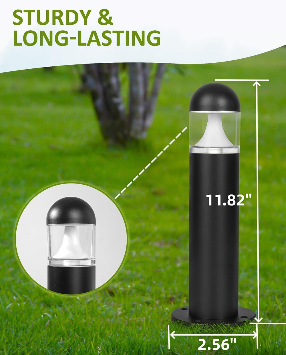 Pathway Lights Outdoor, 12V LED Bollard Light, Black, 2 Pack
