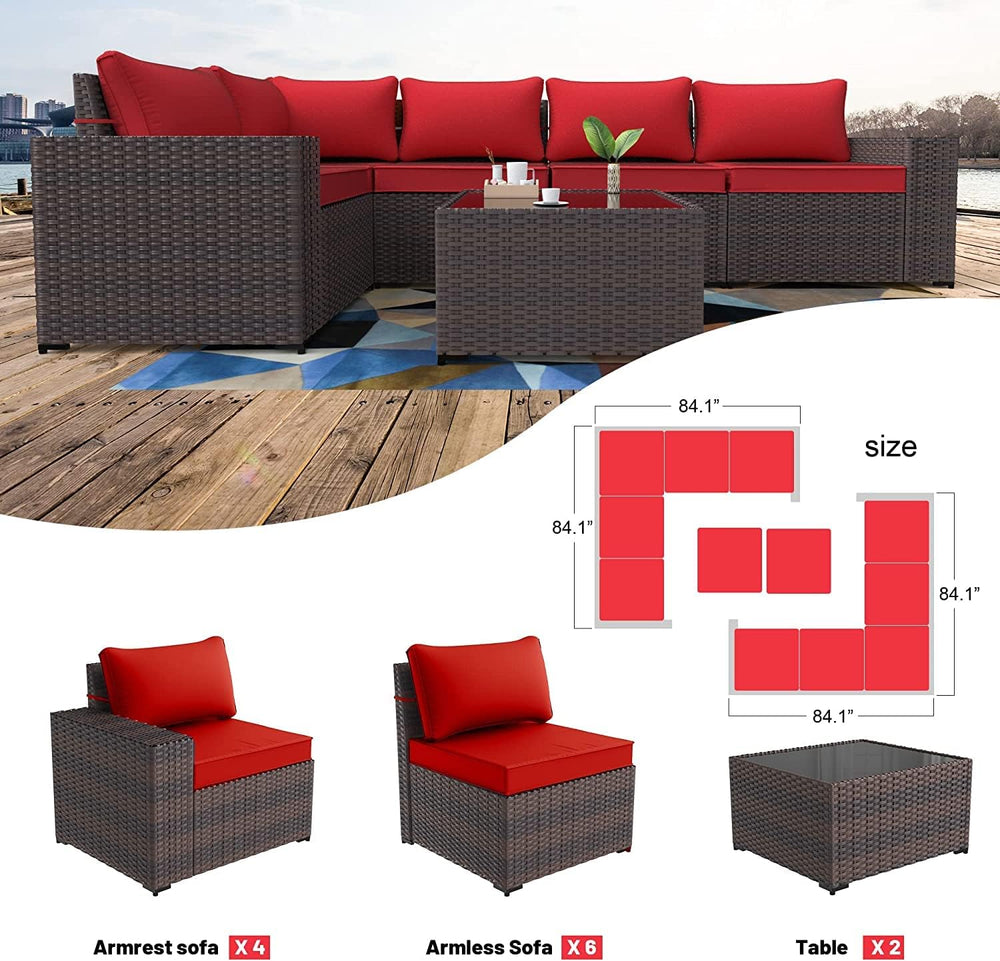 Kullavik 12 Piece Patio Furniture Set, Outdoor Wicker Sectional Sofa
