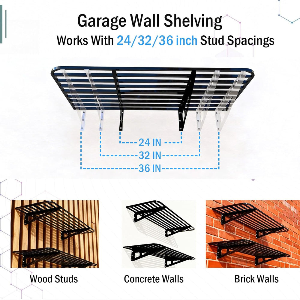 4-Pack 2x4 ft Large Garage Wall Shelving Garage Shelving Wall Mounted, Garage...