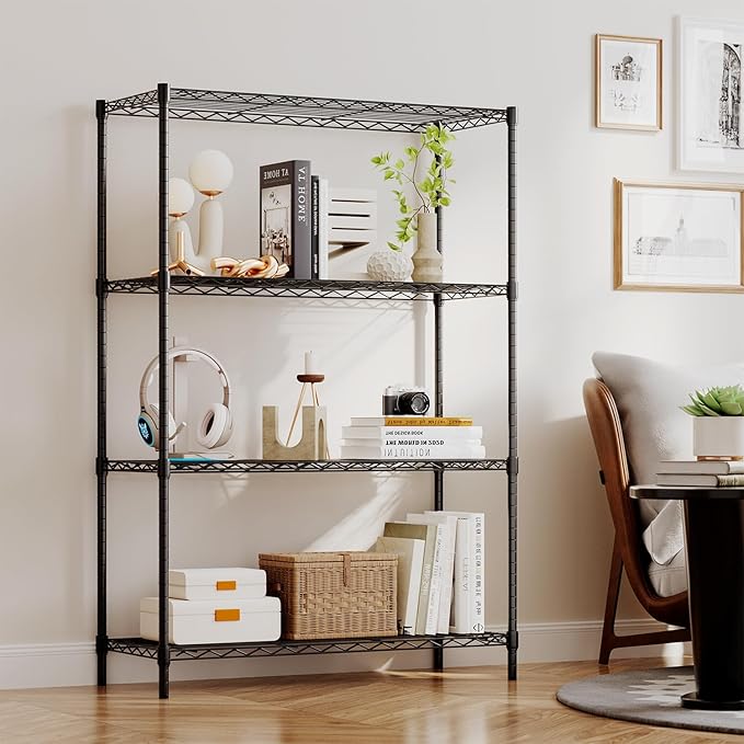BestOffice | 4-Tier Wire Storage Shelves | 36x14x54 | Black | with Adjustable...