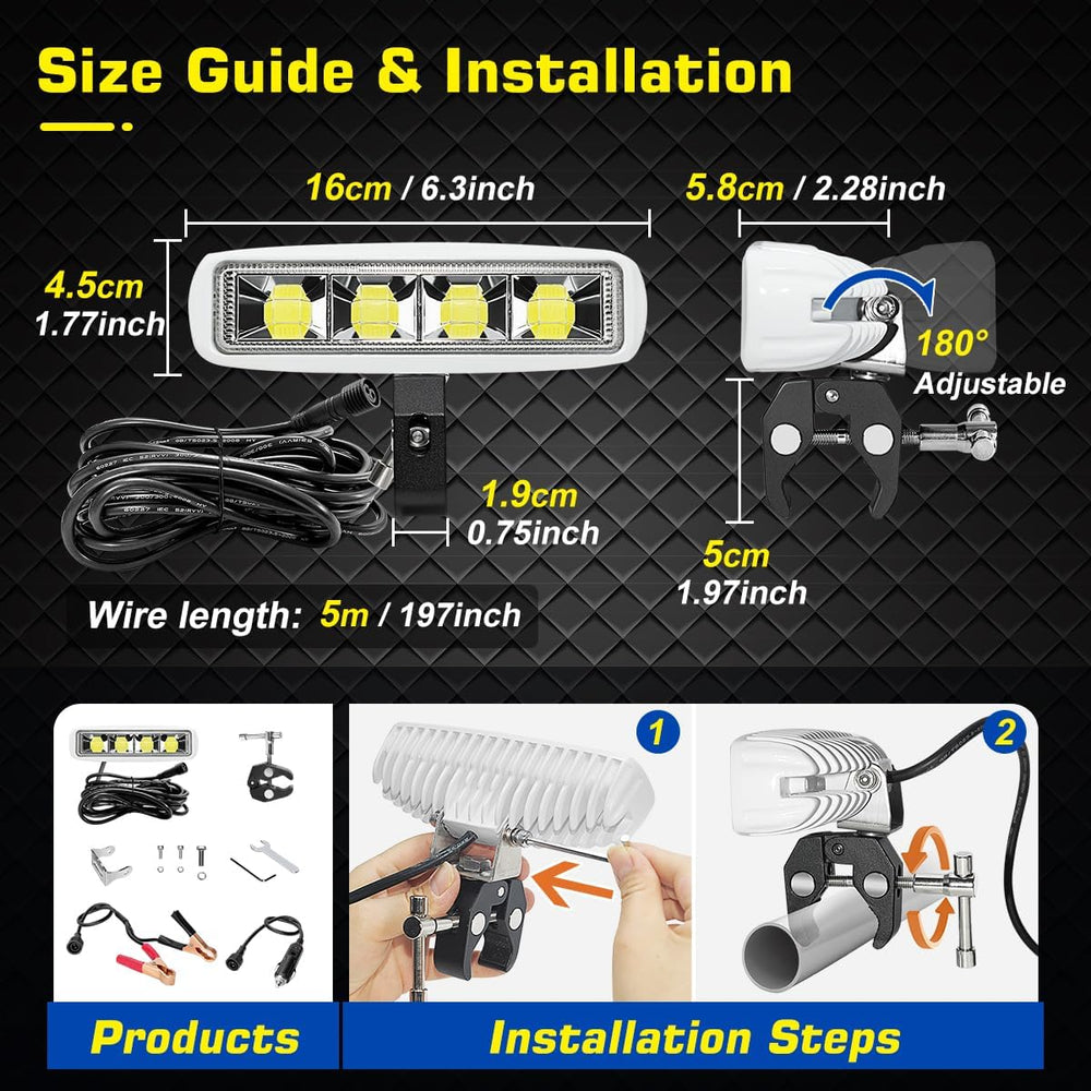 WFPOWER Clamp on Boat Spotlights, Flexible LED Spreader Marine Spotlights Wat...