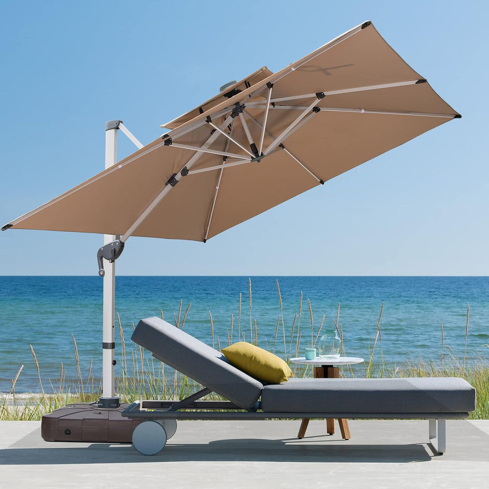 Cantilever Patio Umbrella with Cross Base and Cover Included - 360° Rotation ...