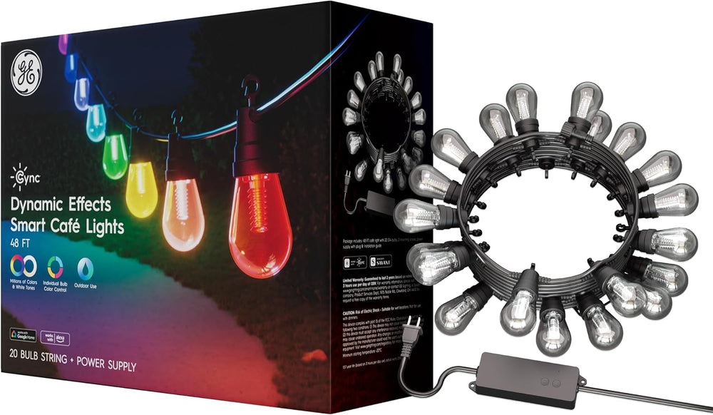 Cync GE Dynamic Effects Smart Cafe Lights, Color Changing Patio String Lights...