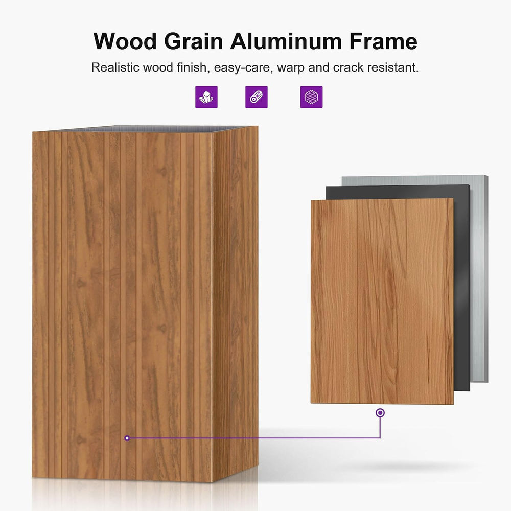 PURPLE LEAF Hardtop Gazebo 10' x 12' with Drainage System, Wood Grain...