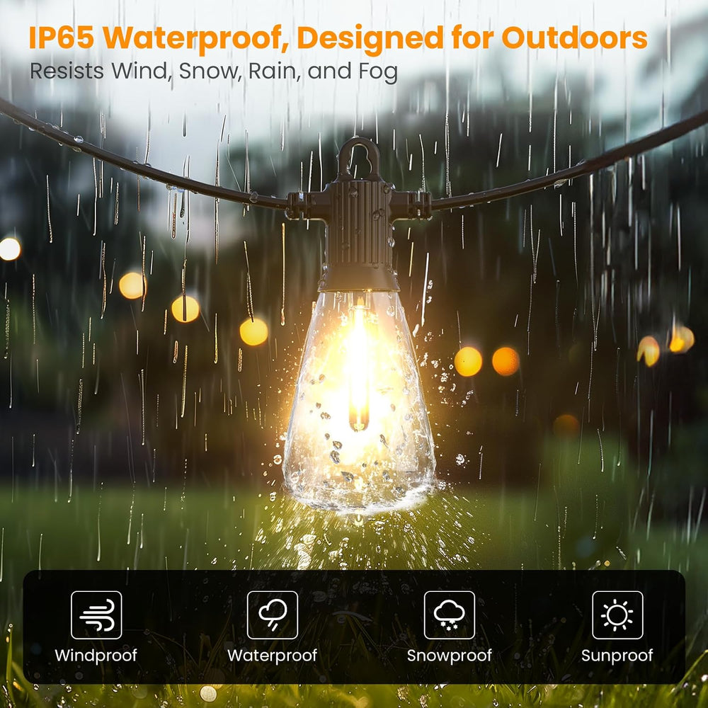 Kawaya ST38 100FT Outdoor String Lights, 2700k~6000k Dimmable Discolor IP65