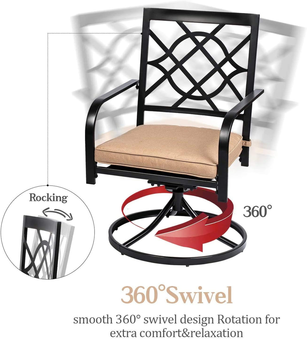 6 Piece Patio Dining Set Outdoor Furniture Set, Square Metal Patio Dining Tab...