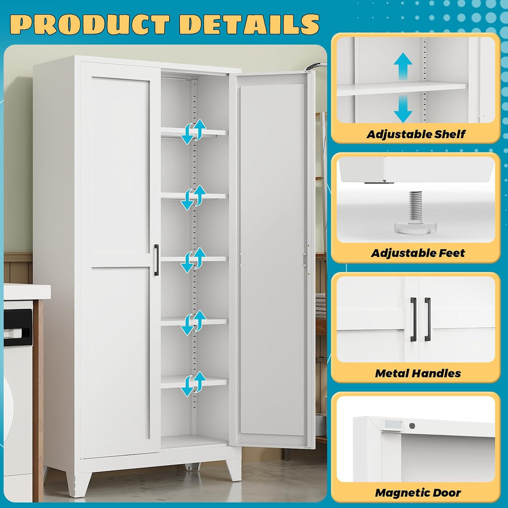 75"Pantry Cabinet,Kitchen Storage Cabinet with 5 Adjustable Shelves