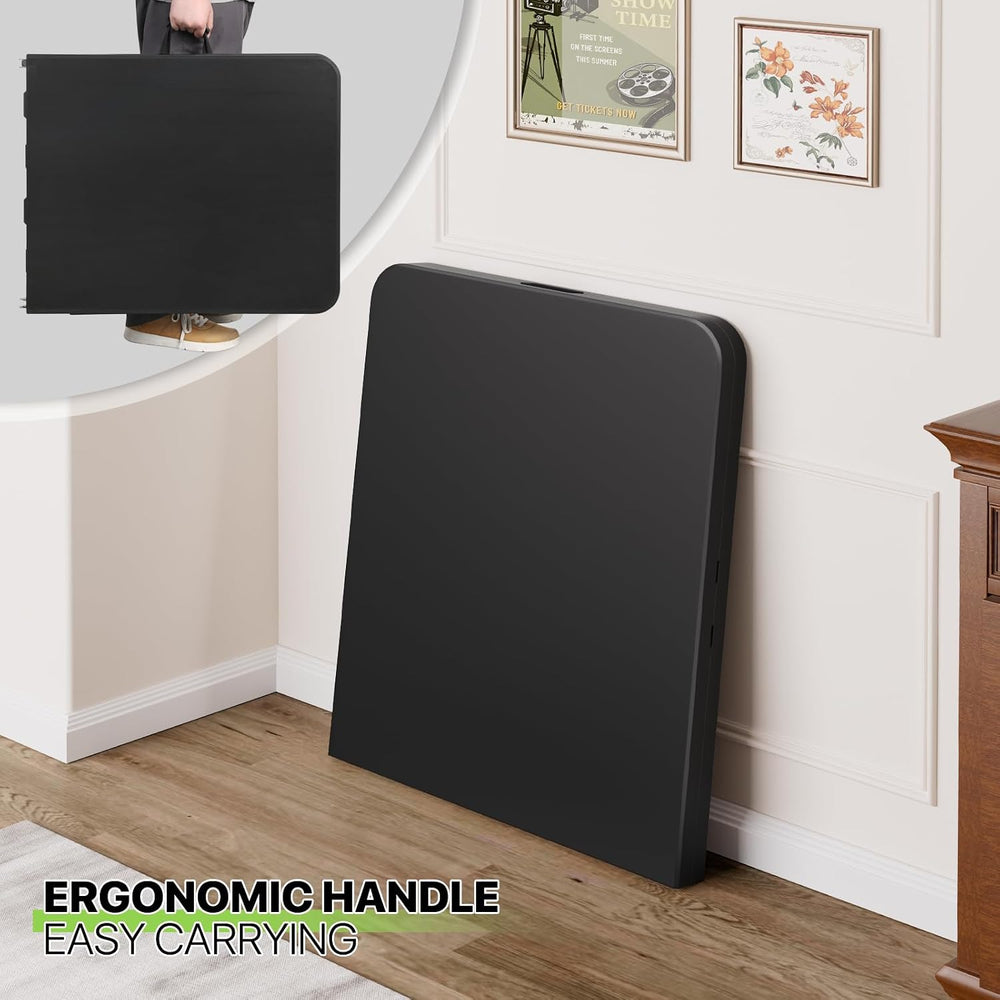 Magshion 6ft Plastic Foldable Table with Portable Handle, Black