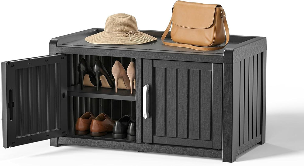 EFU Shoe Bench with Storage, Shoe Cabinet Waterproof, Storage Bench Outdoor