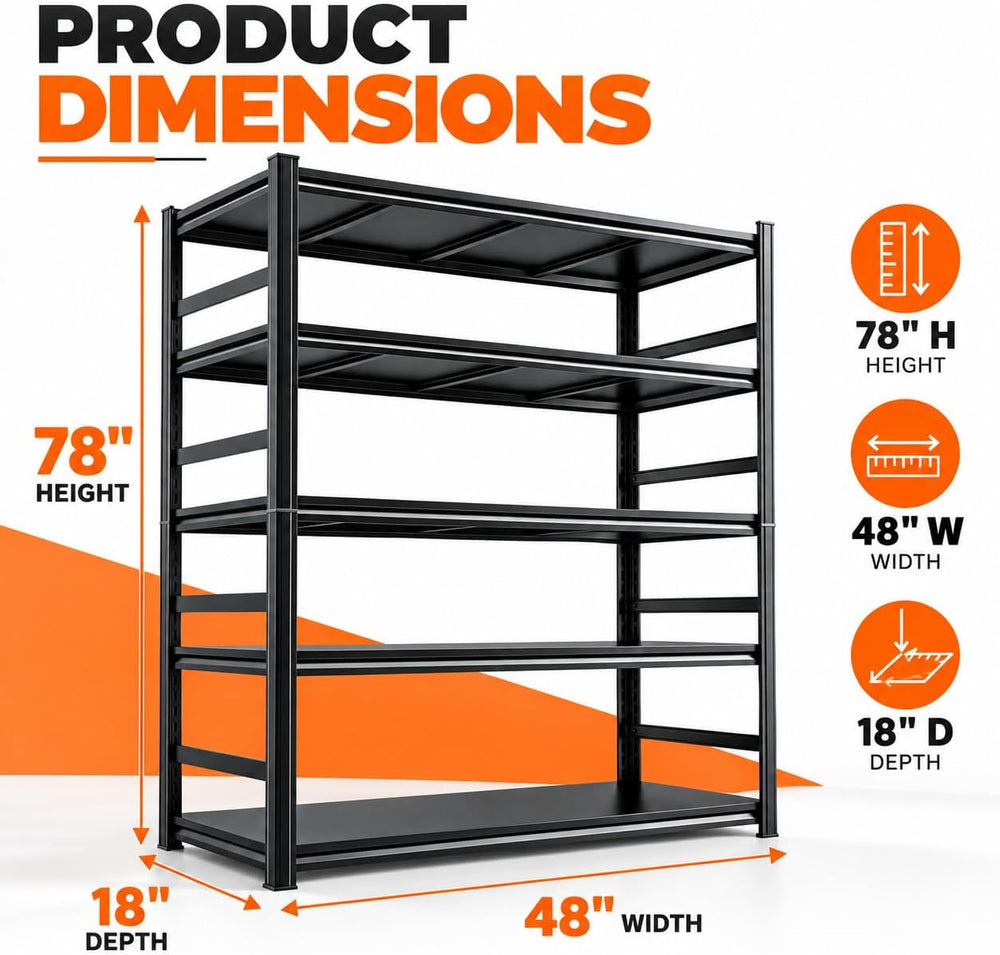 Garage Shelving Adjustable Metal Storage Shelves with Anti‑Tip Safety Kit