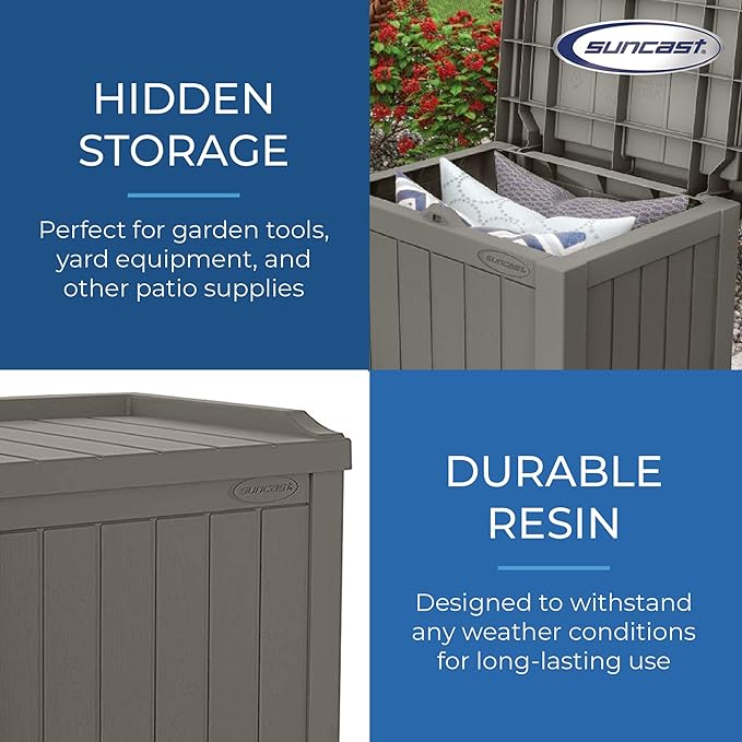 Suncast 2 Pack 22 Gallon Indoor or Outdoor Backyard Patio Small Storage Deck ...