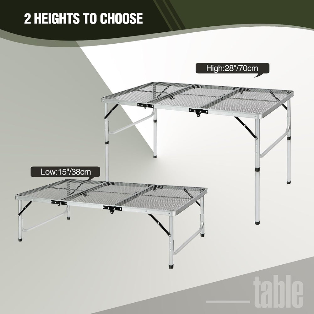 REDCAMP 48x24 Long Folding Grill Table for Outside, Lightweight Portable Meta...