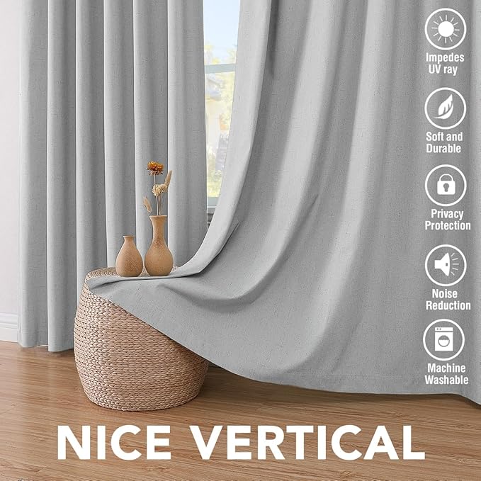 H.VERSAILTEX 100% Blackout Curtains for Bedroom Thermal Insulated Linen Textu...