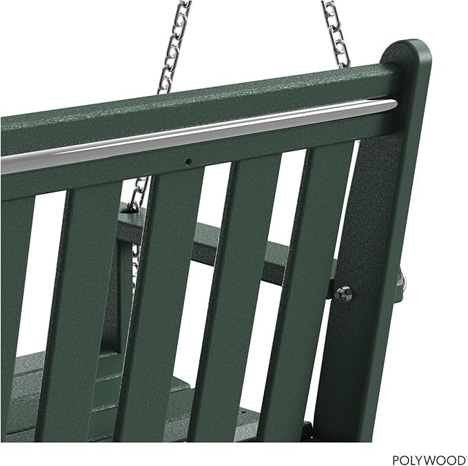 POLYWOOD Vineyard 5-Foot Porch Swing, Heavy Duty HDPE Outdoor Hanging Bench, ...
