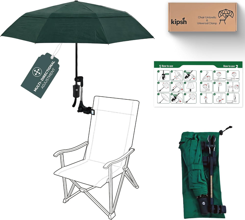 Chair Umbrella with Universal Clamp (Dark Green)