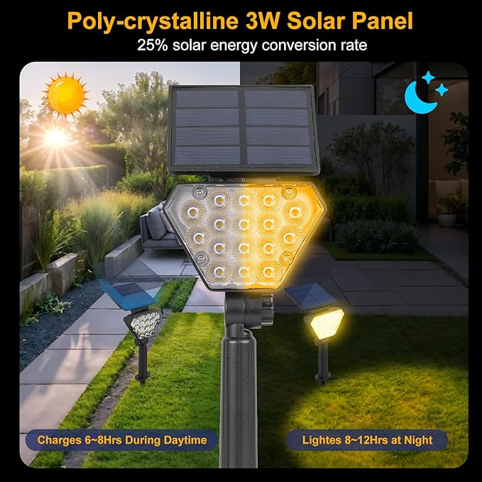 T-SUN Solar Lights Outdoor Waterproof IP65, 6Pack LED Solar Spot Lights Color...