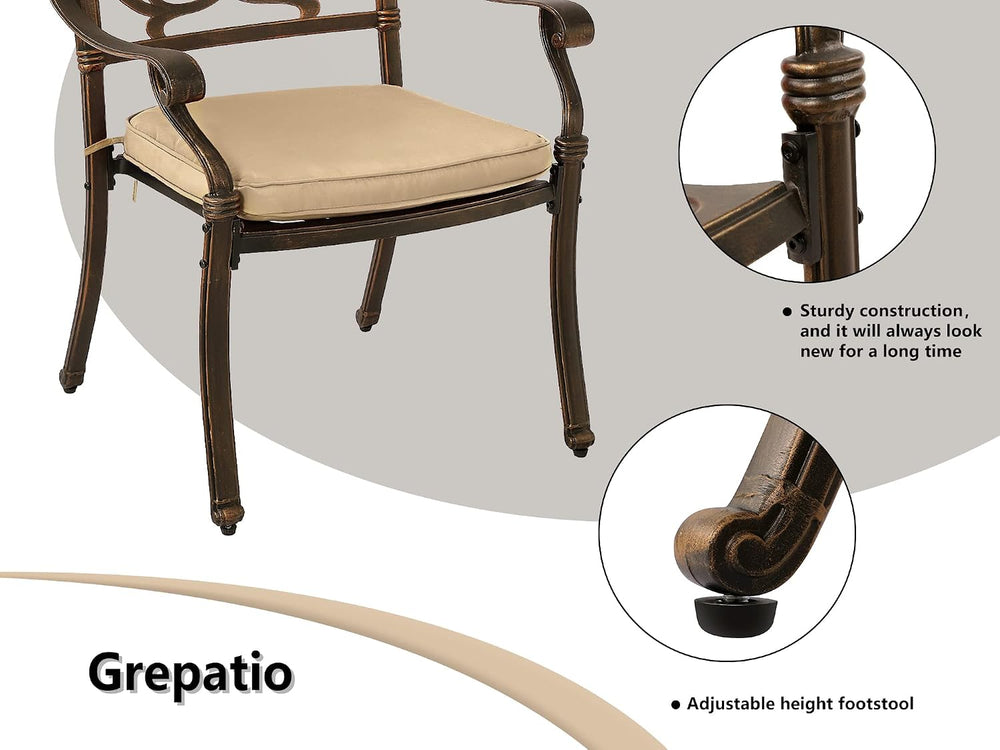Grepatio 9 Piece Cast Aluminum Patio Furniture Set Outdoor Dining Set Bistro ...