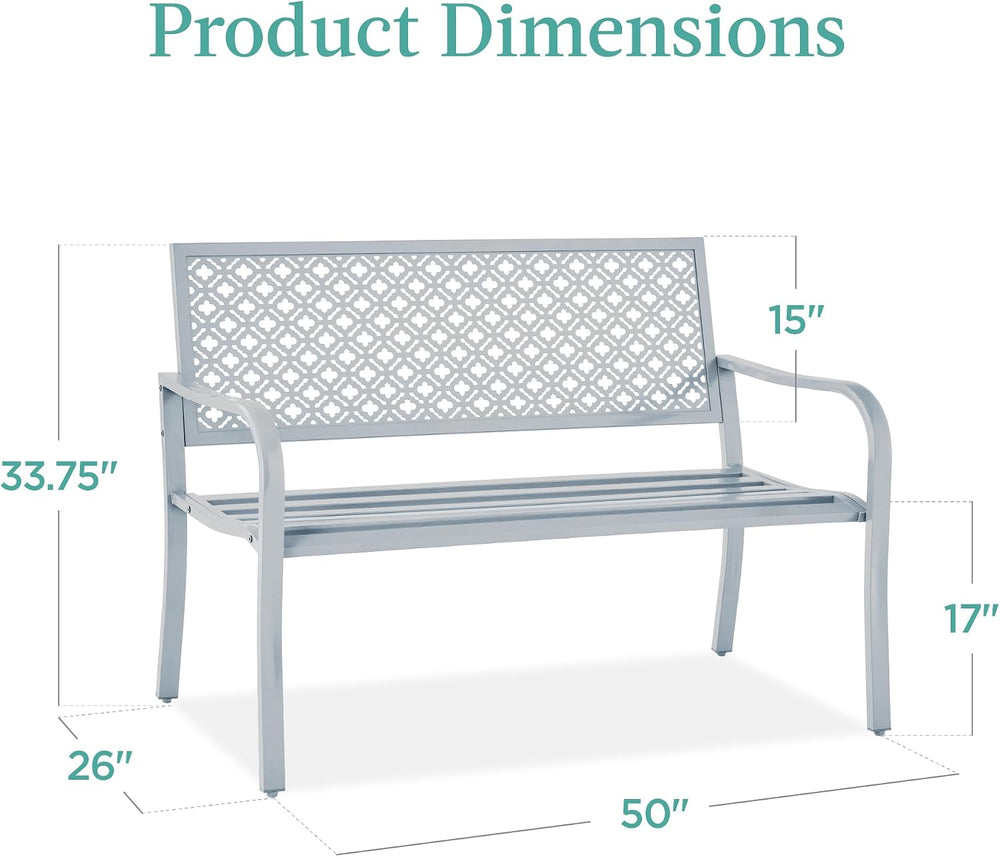 Best Choice Products Outdoor Bench 2-Person Metal Steel Benches Furniture for...