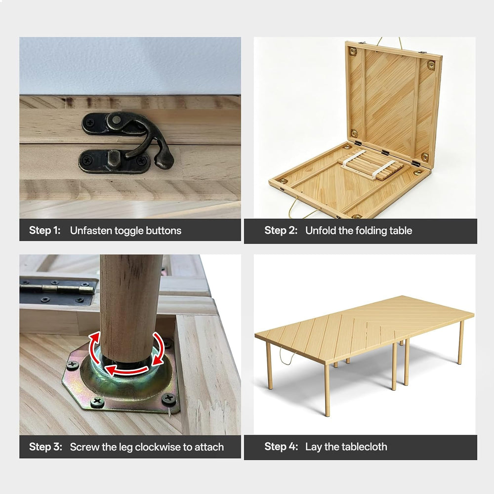 Picnic Table, Portable Folding Table (60"x30")