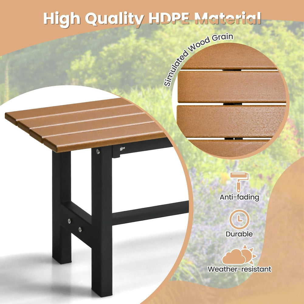 Tangkula 47 Inch HDPE Outdoor Bench Backless, Patio Garden Dining Bench with ...