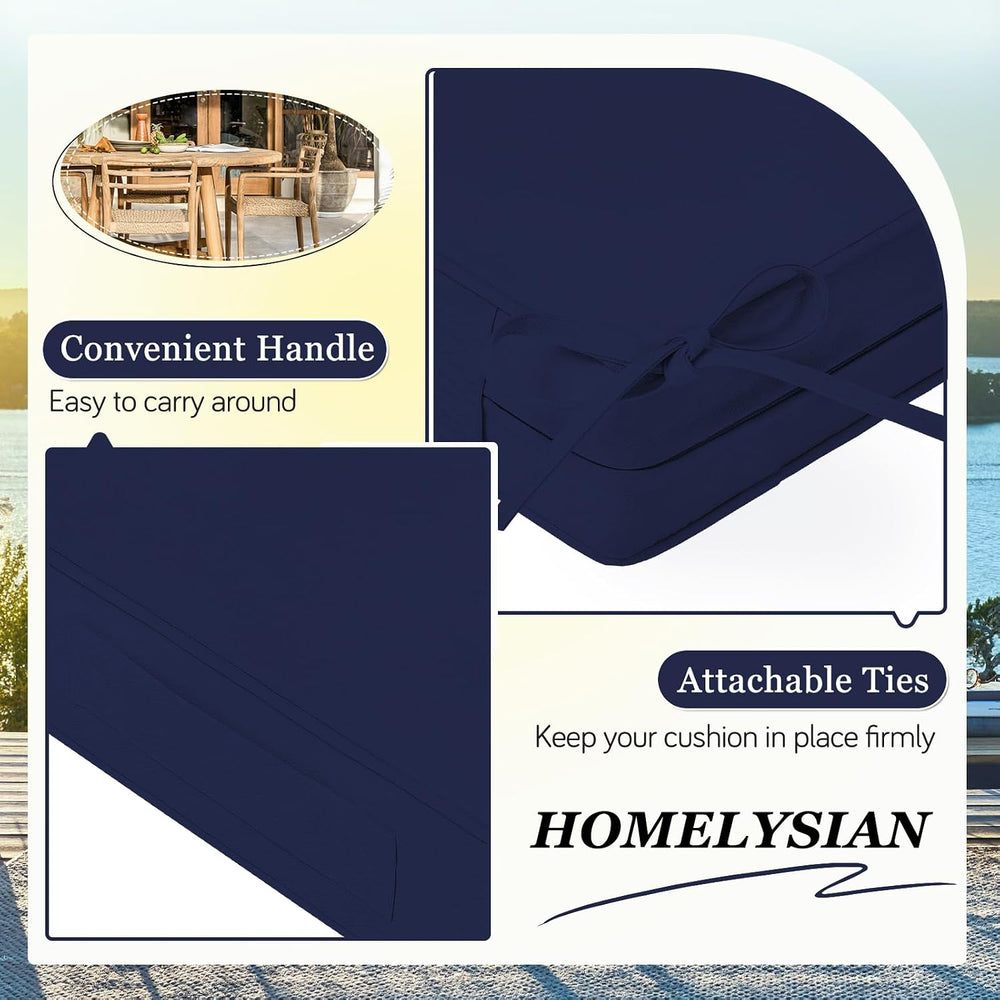 Outdoor Chair Cushions, Removable Covers, Navy, 24 x 24