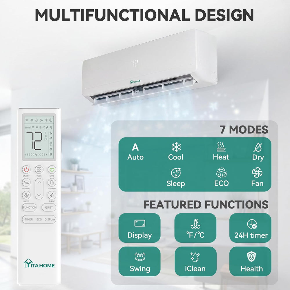 YITAHOME 12000 BTU Mini Split AC/Heating System115V 20 SEER2