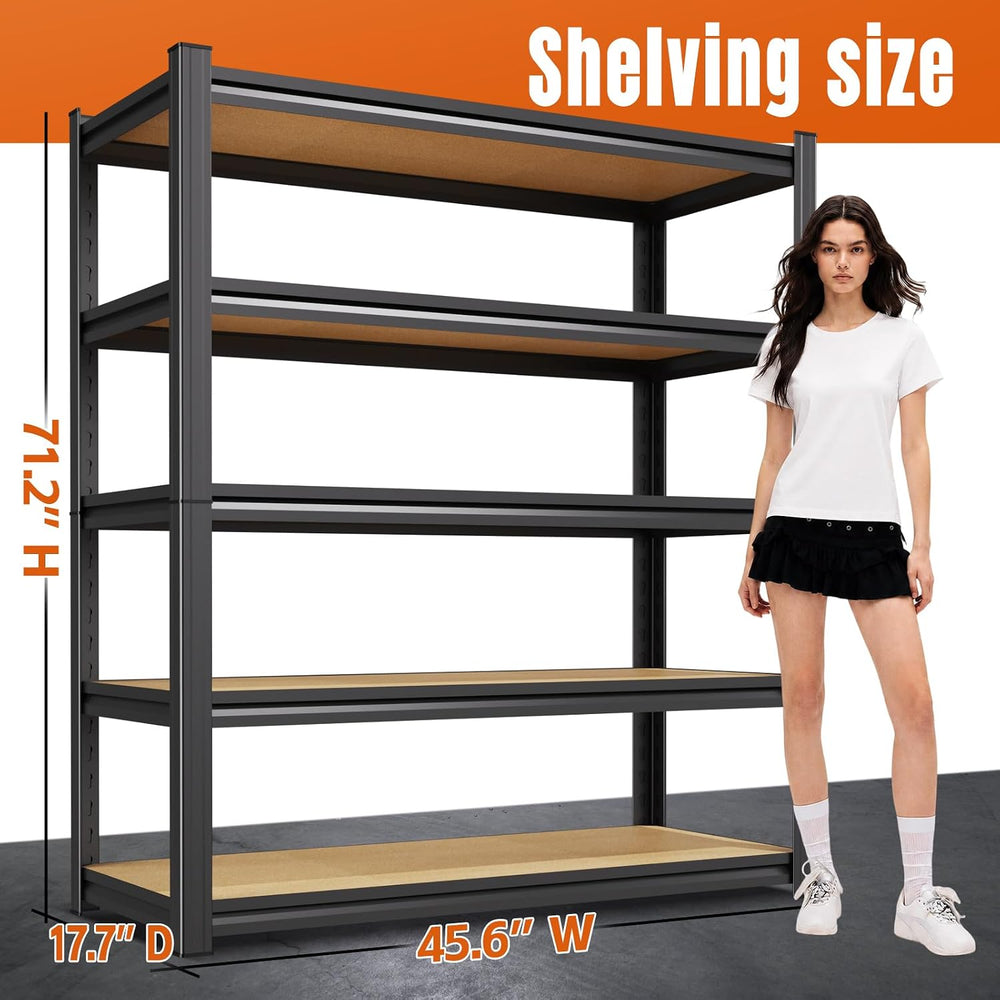5-Tier Garage Shelving Heavy Duty Storage Shelves, Adjustable Shelving Unit, ...