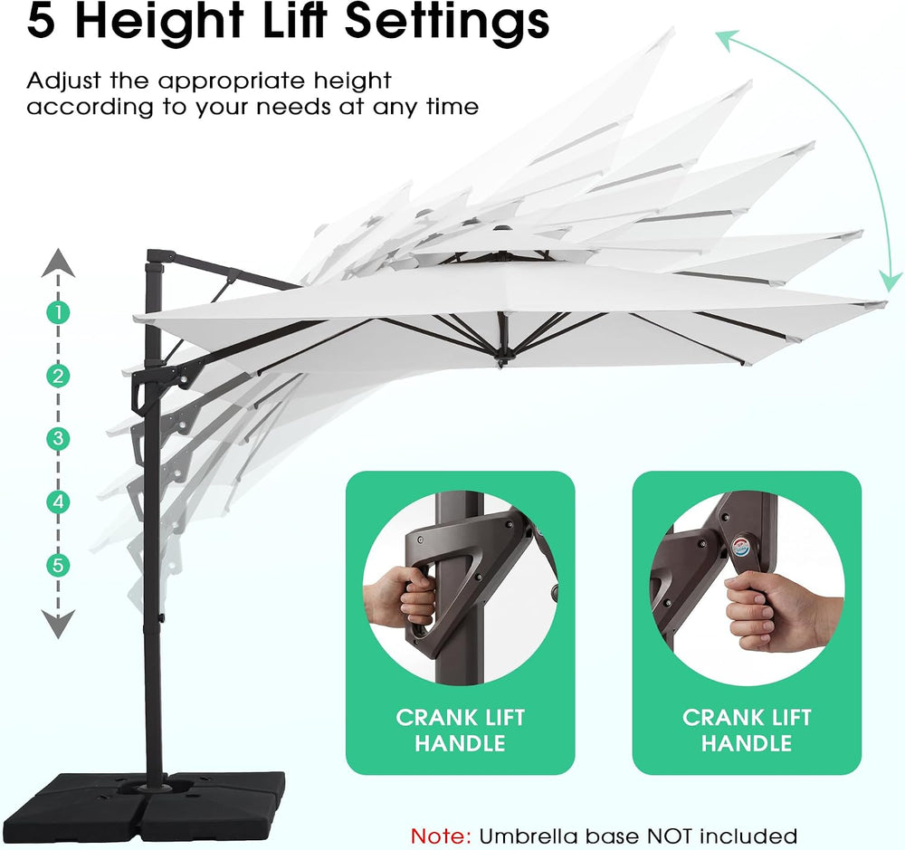 JEAREY 10x10 ft 2-Tier Cantilever Patio Umbrella, Outdoor Offset Umbrella