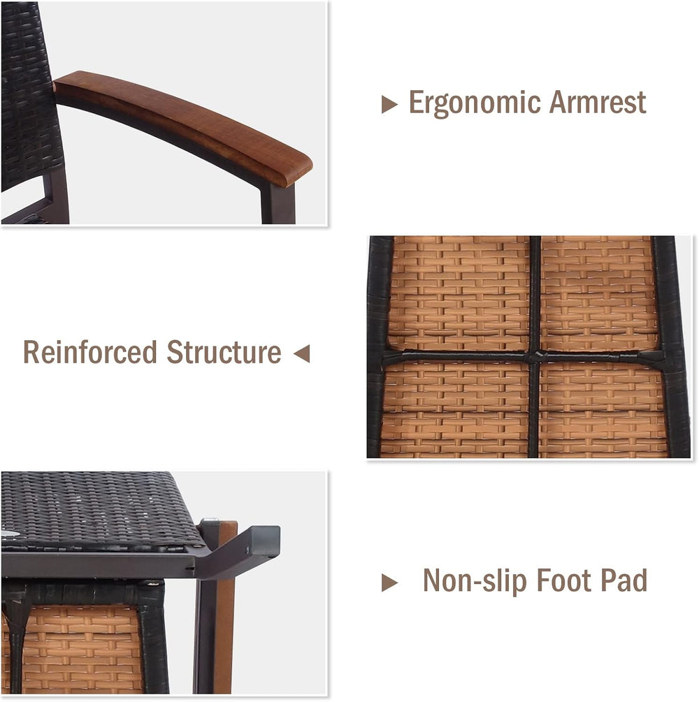 Tangkula 2 Pieces Outdoor PE Wicker Stackable Chairs, Patio Dining Chairs wit...