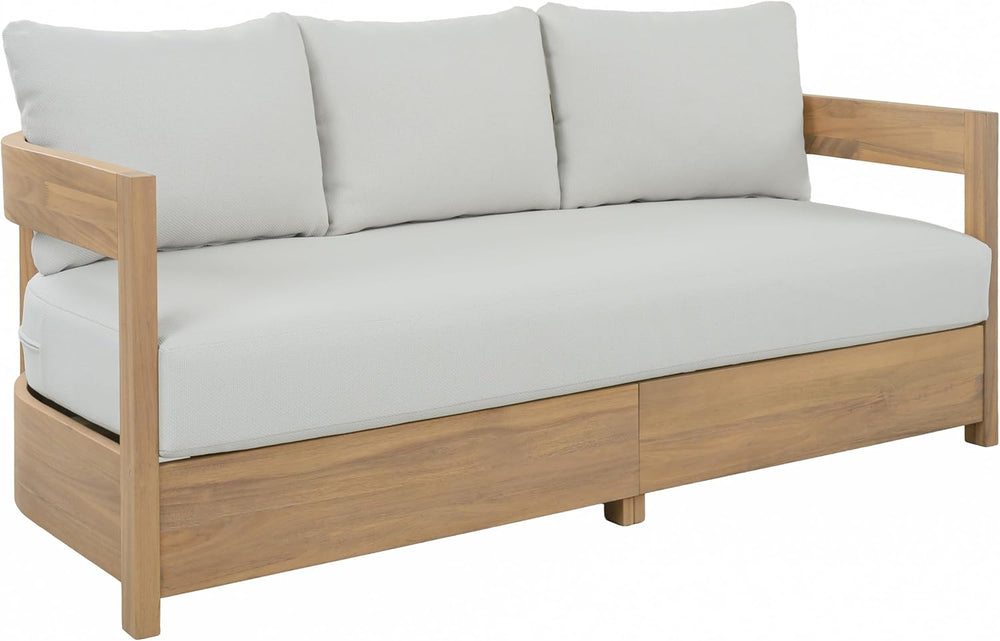 SAFAVIEH Outdoor Kento 3-Seat Sofa, 65.7" Oak & Ivory PAT7098B