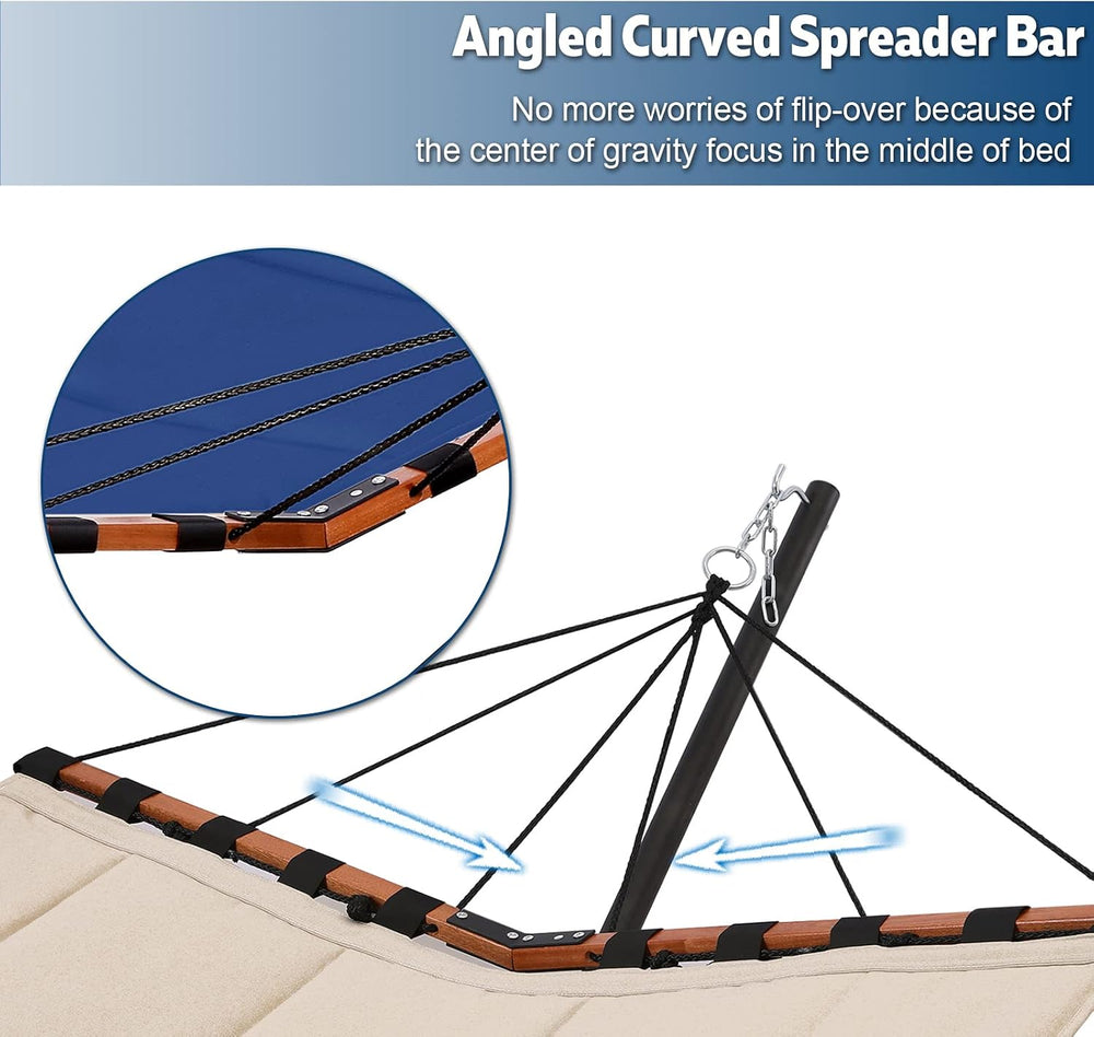 12FT 2 Person Hammock with Stand V-Shape Spreader Bar -Deep Blue