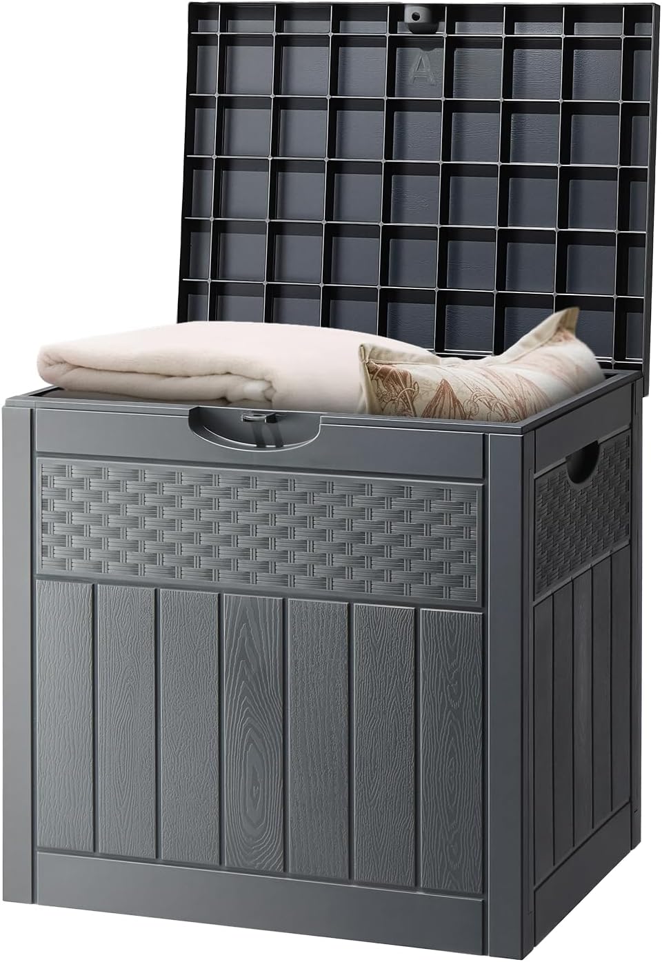 VINGLI 33 Gallon Weatherproof Lockable Outdoor Storage Box (Grey)