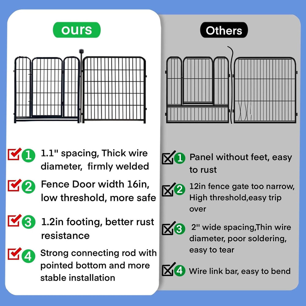 ADAVIN No Gate Tall Garden Fence, 48in 8 Panels Dog Fence Outdoor for Yard | ...