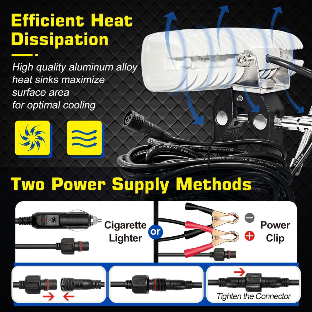 WFPOWER Clamp on Boat Spotlights, Flexible LED Spreader Marine Spotlights Wat...