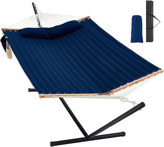 Two Person Hammock with Stand for Outside Heavy Duty, Outdoor Patio Hammock w...