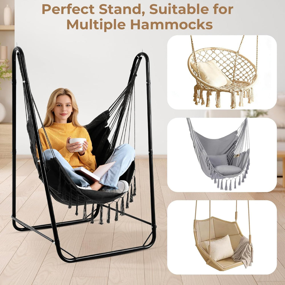 Hammock Chair Stand, 220 lbs Capacity, Hanging Chair Stand, Black