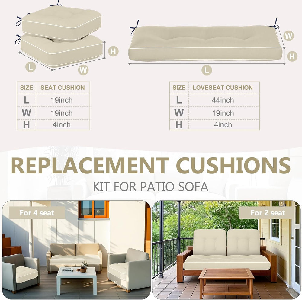 Wenqik 44 x 19 x 4 Inch Outdoor Bench Cushion Set of 3 Waterproof Tufted 1 Pa...