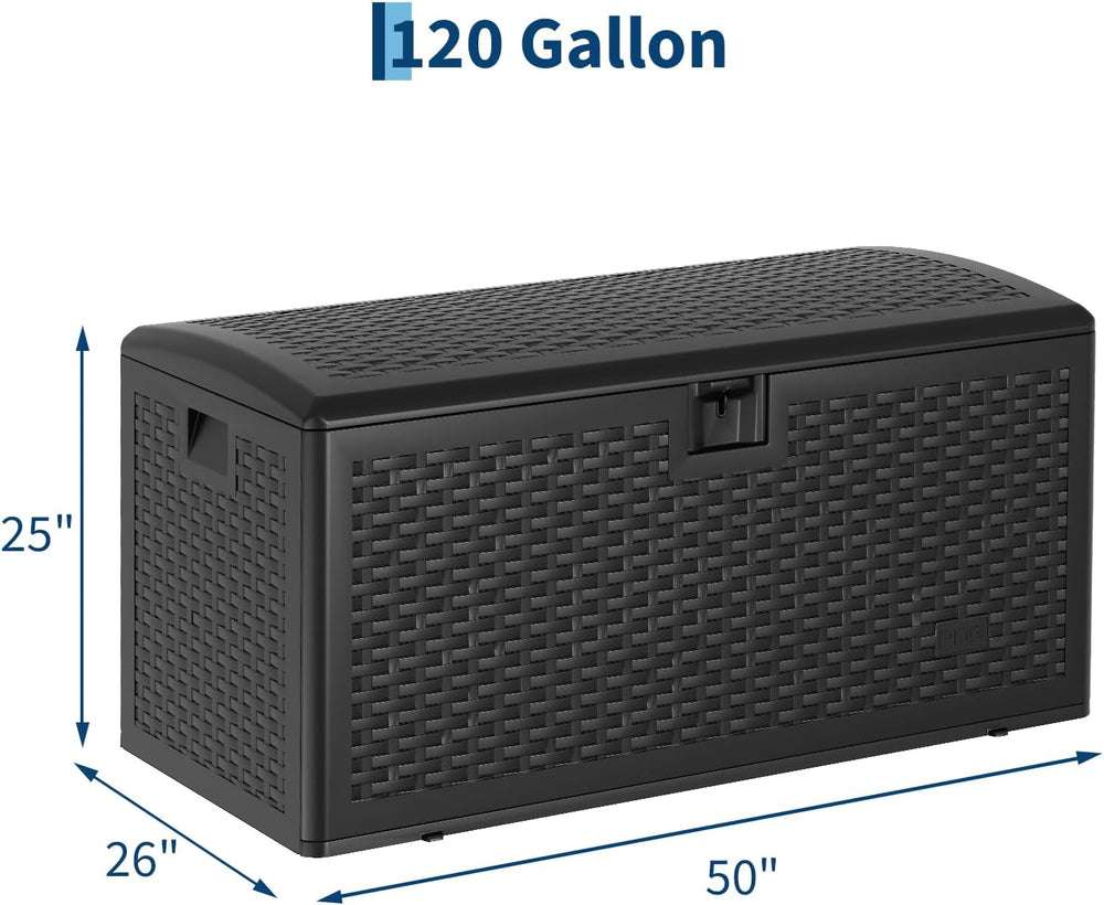 Garvee 120 Gallon Waterproof Large Resin Deck Box Indoor Outdoor, Lockable St...