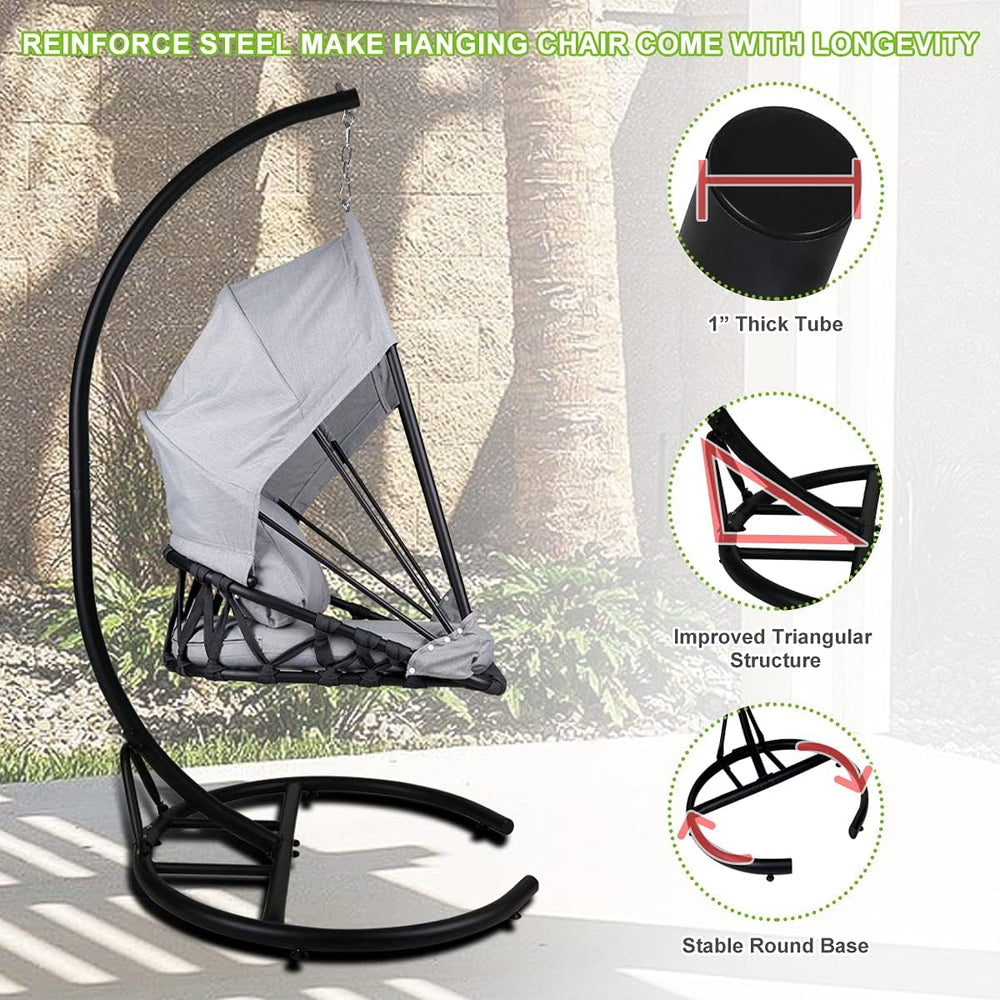 Foldable Hanging Chair Swing Hammock Egg Chair PE Rattan Wicker Seat w/Padded...