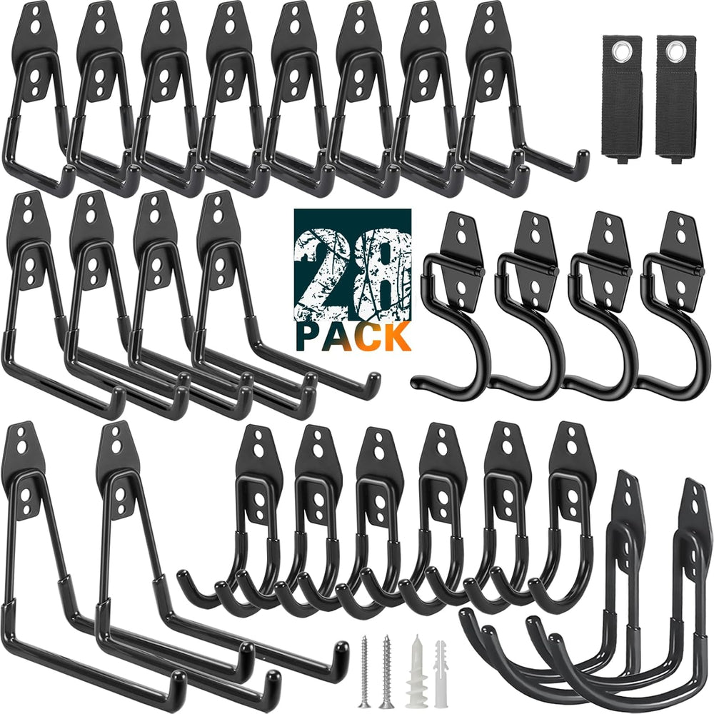 28 Pack Heavy Duty Garage Hooks, Utility Wall Mounted Storage System, with An...