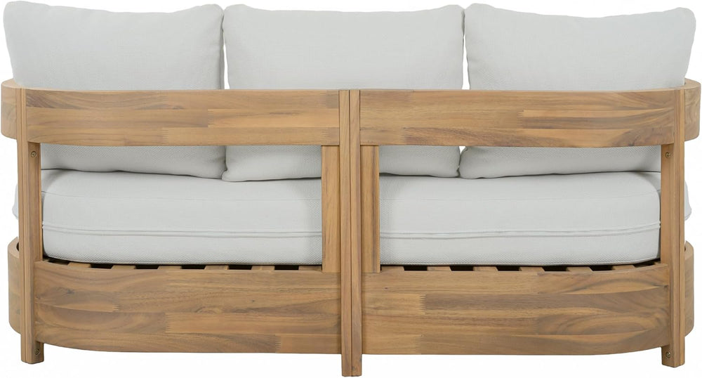 SAFAVIEH Outdoor Kento 3-Seat Sofa, 65.7" Oak & Ivory PAT7098B