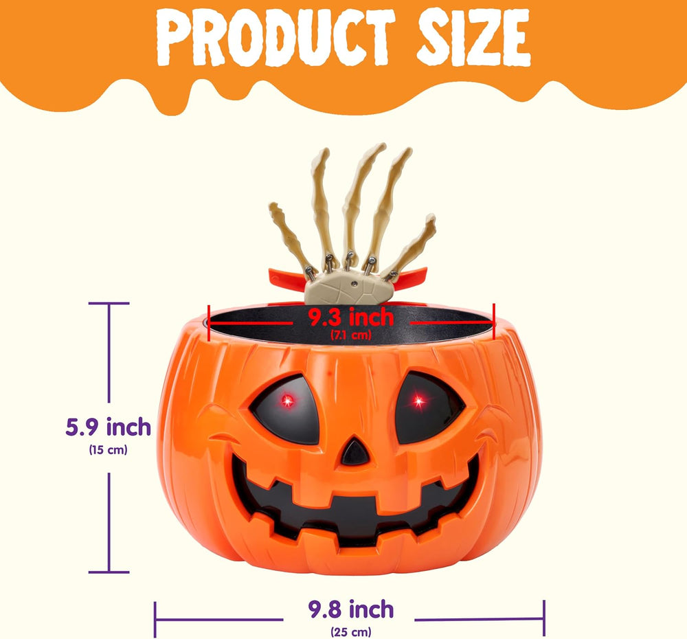JOYIN Halloween Decorations Animated Skull Pumpkin Candy Bowl, Light-Up Skull...