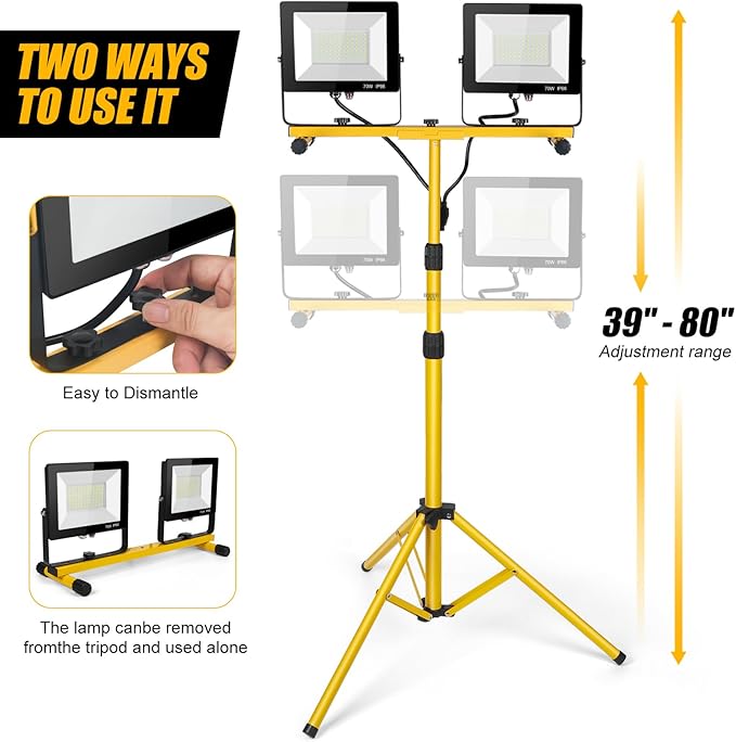 14000Lumen LED Work Lights with Stand - 2 Head Portable Work Light on Stand -...