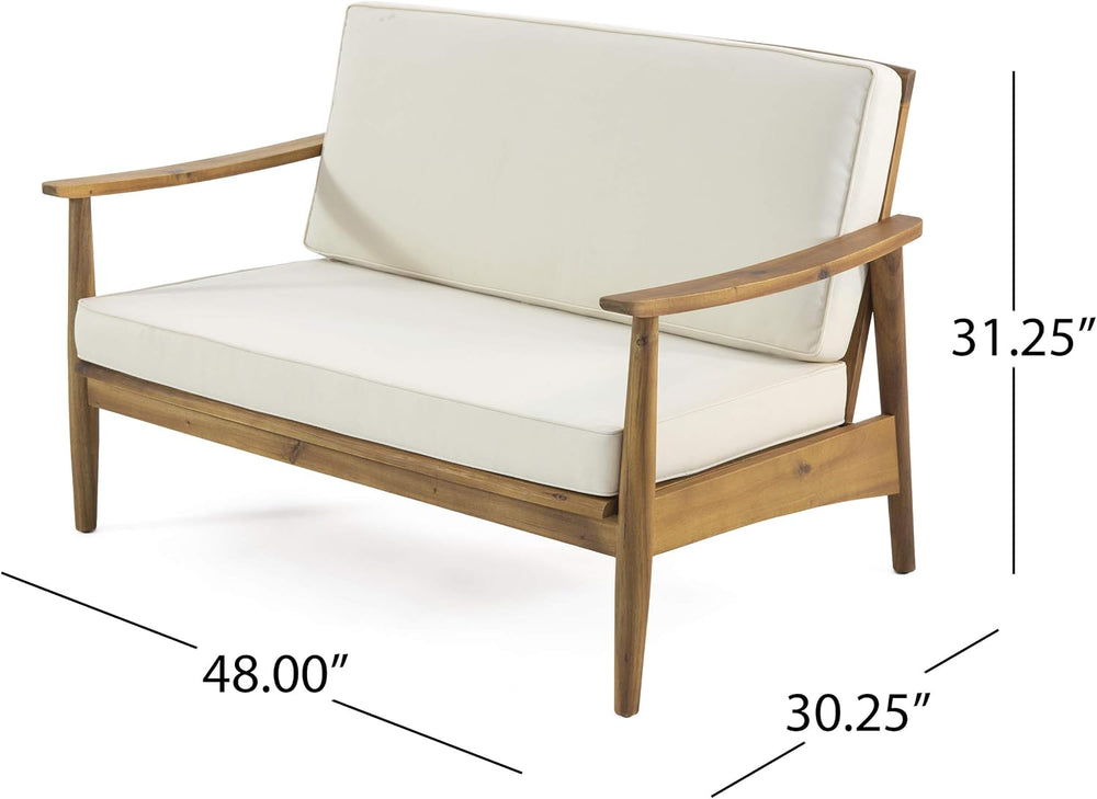 Christopher Knight Home Felix Outdoor Acacia Wood Loveseat Set with Coffee Ta...