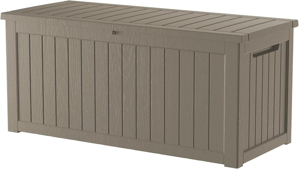 300 Gallon Outdoor Storage Box, Waterproof Resin Deck Container with Lockable...